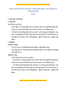 Giáo án Bài 25 Lịch sử & Địa lí lớp 4 Chân trời sáng tạo: Một số nét văn hóa và truyền thống cách mạng ở vùng Nam Bộ