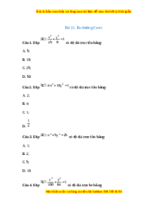 Trắc nghiệm Ba đường conic Toán 10 Kết nối tri thức