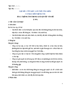 Giáo án Bài 2: Thông tin trong giải quyết vấn đề Tin học 9 Kết nối tri thức