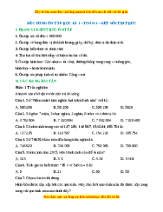 Đề cương ôn tập cuối học kì 1 Toán lớp 4 Kết nối tri thức