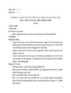 Giáo án Bài 7: HTML và cấu trúc trang web Tin học 12 Kết nối tri thức