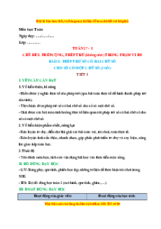 Giáo án Phép trừ có hai chữ số cho số có một chữ số Toán lớp 1 Kết nối tri thức