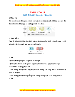 Lý thuyết Khoa học tự nhiên 7 Chân trời sáng tạo Bài 5: Phân tử - Đơn chất – Hợp chất