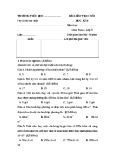 Đề thi Cuối kì 2 Toán lớp 5 Cánh Diều 2025 (Đề 4)