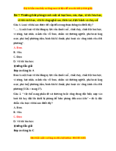 Trắc nghiệm Bài 7: Thường thức phòng tránh một số loại bom, mìn, đạn, vũ khí hóa học, vũ khí sinh học, vũ khí công nghệ cao, thiên tai, dịch bệnh và cháy nổ