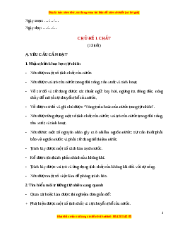 Giáo án Bài 1 Khoa học lớp 4 (Cánh diều): Tính chất và vai trò của nước