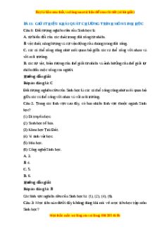 Trắc nghiệm Sinh học 10 Bài 1 Chân trời sáng tạo: Giới thiệu khái quát chương trình môn Sinh học