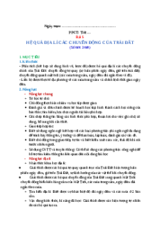 Giáo án Bài 5 Địa lí 10 Kết nối tri thức: Hệ quả địa lí các chuyển động của Trái Đất