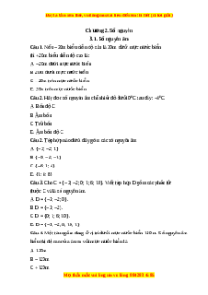 Trắc nghiệm Số nguyên âm Toán 6 Cánh diều