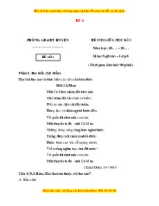 Đề thi giữa kì 1 Ngữ văn 8 Chân trời sáng tạo (đề 4)