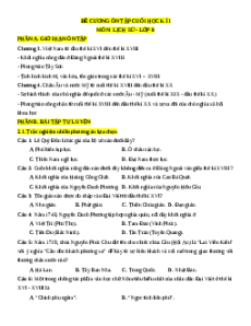Đề cương ôn tập Cuối kì 1 Lịch sử 8 (dùng chung cả 3 sách)