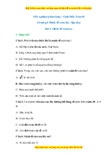 Bộ trắc nghiệm Toán 10 Cánh diều (có đáp án)