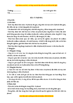 Giáo án Phenol Hóa học 11 Chân trời sáng tạo