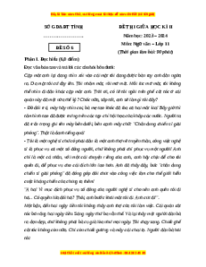 Đề thi giữa kì 2 Ngữ văn 11 Chân trời sáng tạo (Đề 6)