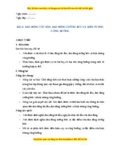 Giáo án Dao động tắt dần - Dao động cưỡng bức và hiện tượng cộng hưởng Vật lí 11 Cánh diều