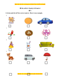 Đề thi cuối kì 1 Tiếng Anh lớp 4 Family and Friends (Đề 1 kèm file nghe)