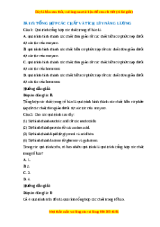 Trắc nghiệm Sinh học 10 Bài 15 Chân trời sáng tạo: Tổng hợp các chất và tích lũy năng lượng