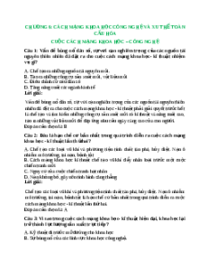 Trắc nghiệm Chương 6: Cách mạng khoa học công nghệ và xu hướng toàn cầu hóa Lịch sử 12