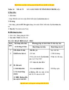 Giáo án Bài 79 Toán lớp 5: Giải bài toán về tỉ số phần trăm (tiếp theo)