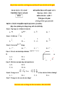 Đề thi giữa kì 1 Toán 7 trường THCS Lê Lợi TP Hồ Chí Minh