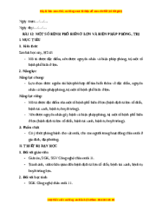 Giáo án Bài 12 Công nghệ chăn nuôi 11 Kết nối tri thức: Một số bệnh phổ biến ở lợn và biện pháp phòng, trị bệnh