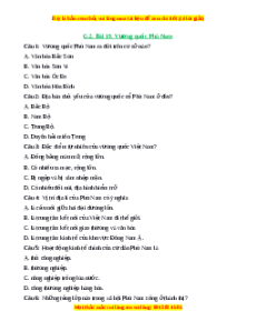 Trắc nghiệm Bài 19 Lịch sử 6 Cánh diều: Vương quốc Phù Nam