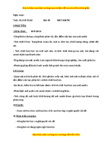 Giáo án Axit axetic Hóa học 9