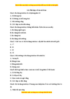 Trắc nghiệm Đa dạng sinh học KHTN 6 Chân trời sáng tạo