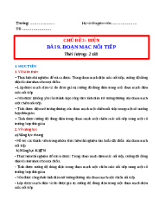 Giáo án Bài 9: Đoạn mạch nối tiếp Khoa học tự nhiên 9 Chân trời sáng tạo