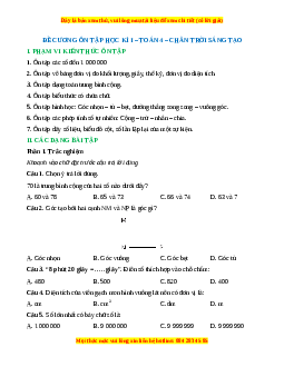 Đề cương ôn tập cuối học kì 1 Toán lớp 4 Chân trời sáng tạo