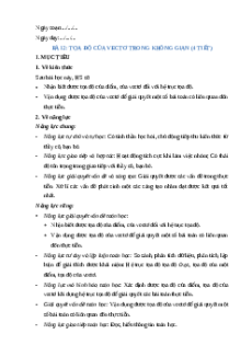 Giáo án Toạ độ của vectơ trong không gian Toán 12 Chân trời sáng tạo