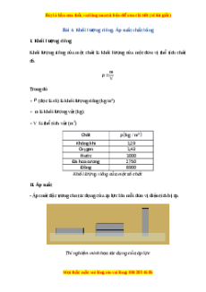 Lý thuyết Vật lí 10 Cánh diều Bài 4: Khối lượng riêng. Áp suất chất lỏng