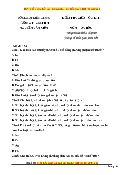 Đề thi giữa kì 2 Hóa học 12 trường THPT Nguyễn Văn Xiện - Kiên Giang năm 2023
