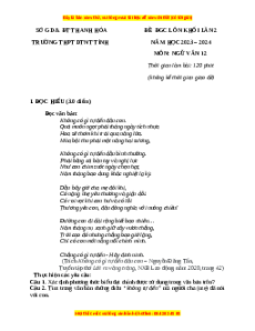 Đề thi thử tốt nghiệp Ngữ Văn trường THPT DTNL năm 2024