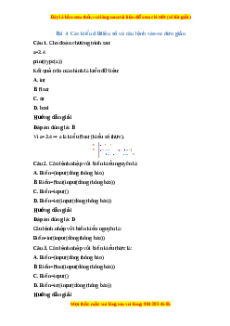 Trắc nghiệm Tin học 10 Chủ đề F Bài 4: Các kiểu dữ liệu số và câu lệnh vào – ra đơn giản Tin học 10 Cánh diều