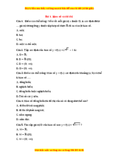 Trắc nghiệm Hàm số và đồ thị Toán 10 Chân trời sáng tạo