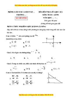 Đề thi giữa kì 2 Toán 8 Chân trời sáng (Đề 9)