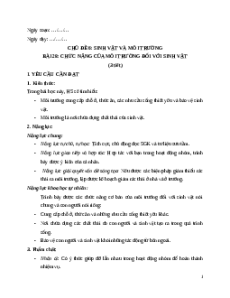Giáo án Bài 28 Khoa học lớp 5 Kết nối tri thức: Chức năng của môi trường đối với sinh vật