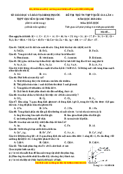 Đề thi thử tốt nghiệp Hóa học trường THPT Chuyên Quang Trung - Bình Phước lần 1 năm 2024