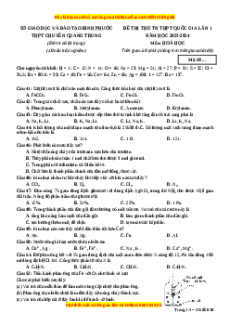Đề thi thử tốt nghiệp Hóa học trường THPT Chuyên Quang Trung - Bình Phước lần 1 năm 2024