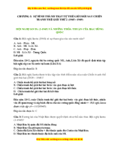 Bộ Trắc nghiệm Lịch sử 12 (cả năm) có đáp án