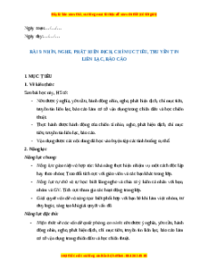 Giáo án GDQP 11 Bài 9 (Kết nối tri thức): Nhìn, nghe, phát hiện địch, chỉ mục tiêu, truyền tin liên lạc, báo cáo