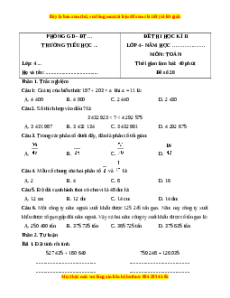 Đề thi cuối kì 2 Toán lớp 4 Chân trời sáng tạo - Đề 20