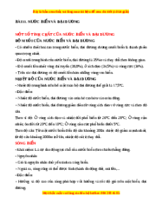 Lý thuyết Bài 11 Địa lí 10 Cánh diều: Nước biển và đại dương
