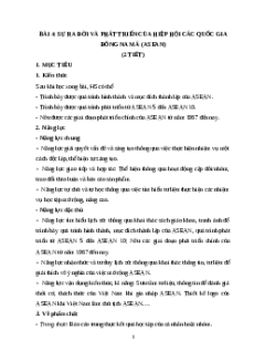 Giáo án Bài 4 Lịch sử 12 Cánh diều (2024): ASEAN