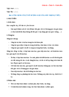 Giáo án Ứng dụng của tỉ số lượng giác của góc nhọn Toán 9 Cánh diều