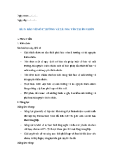 Giáo án Bài 5: Bảo vệ môi trường và tài nguyên thiên nhiên GDCD 8 Kết nối tri thức