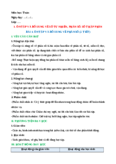 Giáo án Ôn tập và bổ sung về phân số Toán lớp 5 Cánh diều