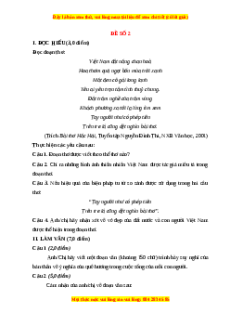 Đề thi cuối kì 1 Ngữ văn 12 - đề 2 có đáp án