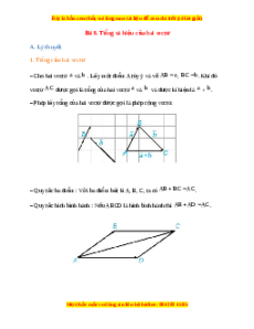Lý thuyết Toán 10 Kết nối tri thức Bài 8: Tổng và hiệu của hai vectơ
